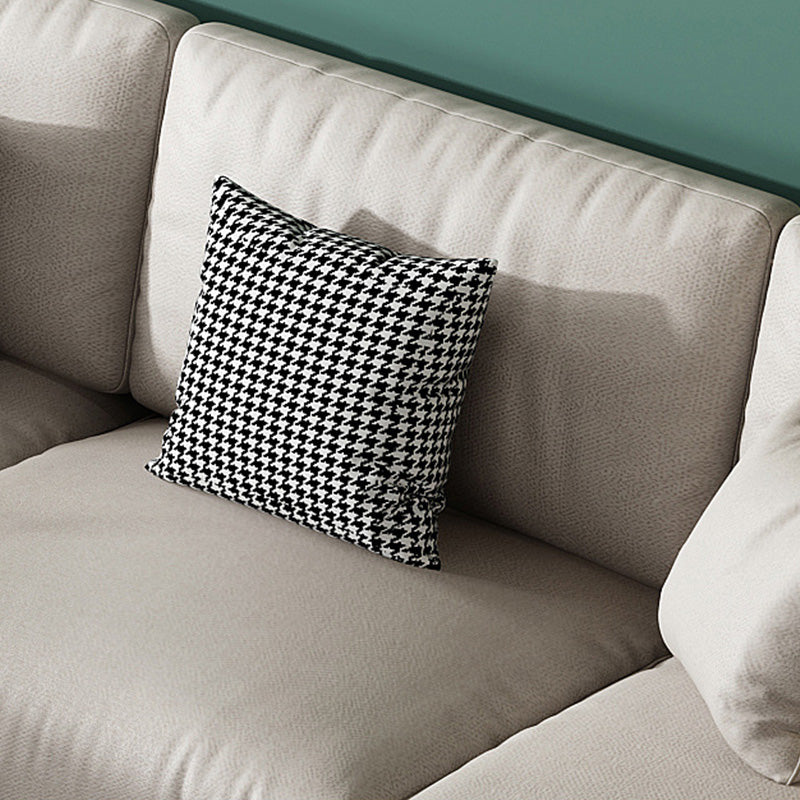 Contemporary Faux Leather Sofa with Pillows Back and Pillow Top Arm