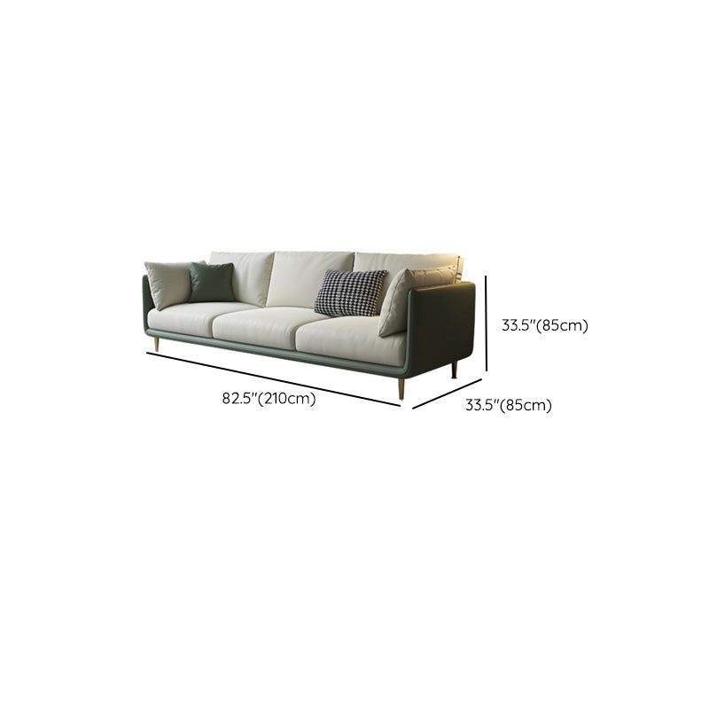 Contemporary Faux Leather Sofa with Pillows Back and Pillow Top Arm