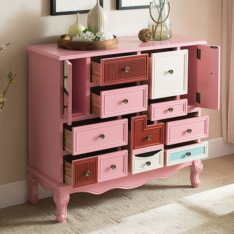 Industrial Painted Accent Cabinet with Drawers Solid Wood Chest