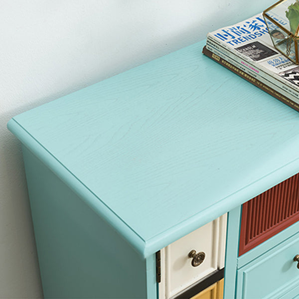 Industrial Painted Accent Cabinet with Drawers Solid Wood Chest