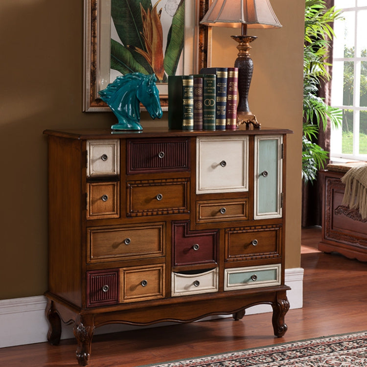 Industrial Painted Accent Cabinet with Drawers Solid Wood Chest