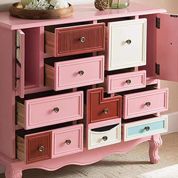 Industrial Painted Accent Cabinet with Drawers Solid Wood Chest