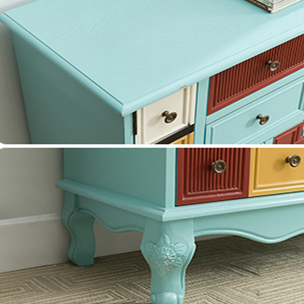 Industrial Painted Accent Cabinet with Drawers Solid Wood Chest