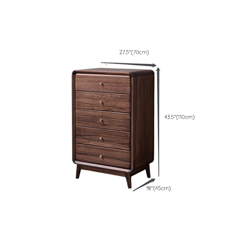 Mid-Century Modern Brown Accent Chest with 5 Drawers and Straight Legs
