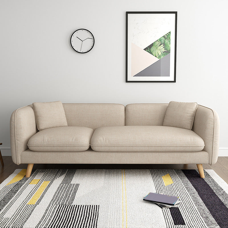 Scandinavian Linen Sofa with Tight Back and Tuxedo Arm for Apartment