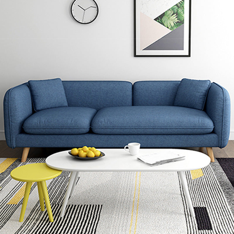 Scandinavian Linen Sofa with Tight Back and Tuxedo Arm for Apartment