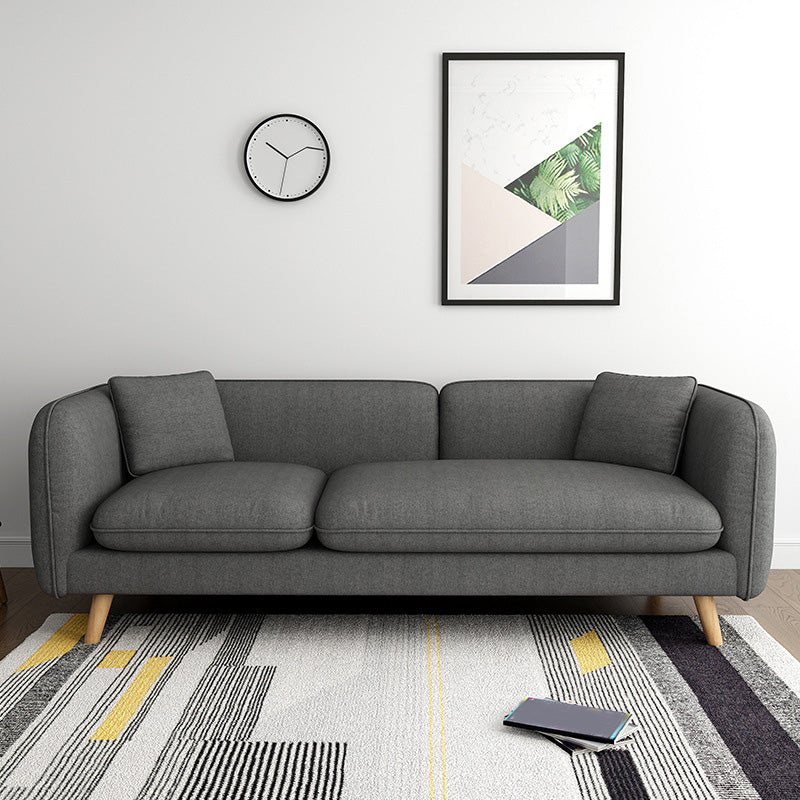Scandinavian Linen Sofa with Tight Back and Tuxedo Arm for Apartment
