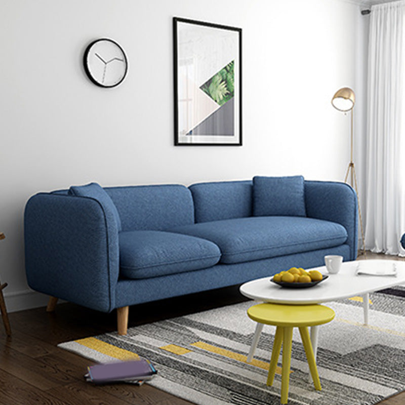 Scandinavian Linen Sofa with Tight Back and Tuxedo Arm for Apartment
