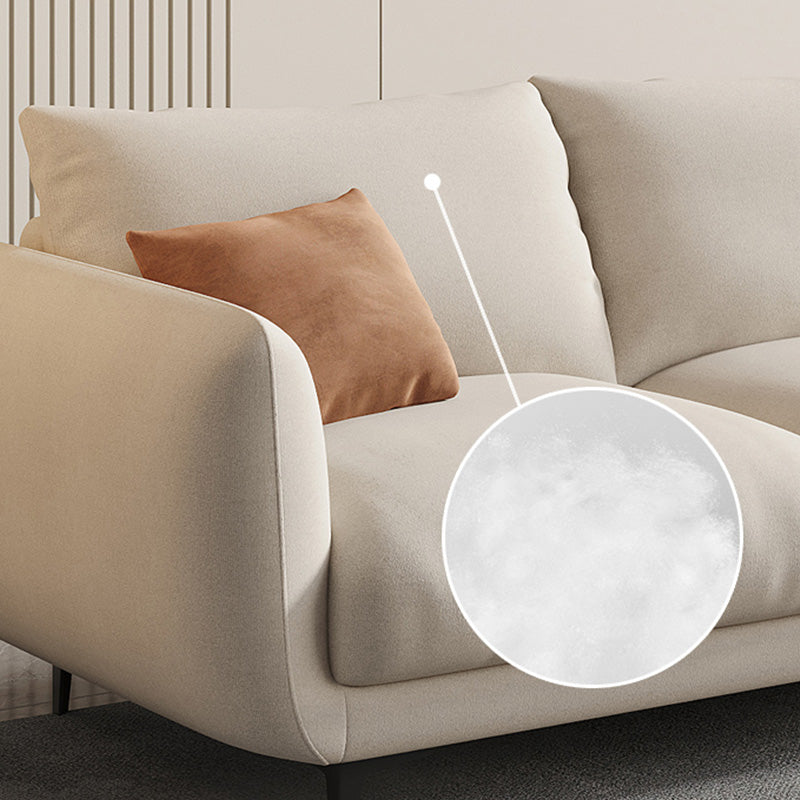 Scandinavian Sofa with Square Arms and Beige Loose Back in Solid Wood