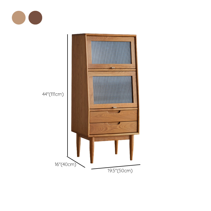 Water Resistant Storage Cabinet Solid Wood Glass Paned Cabinet