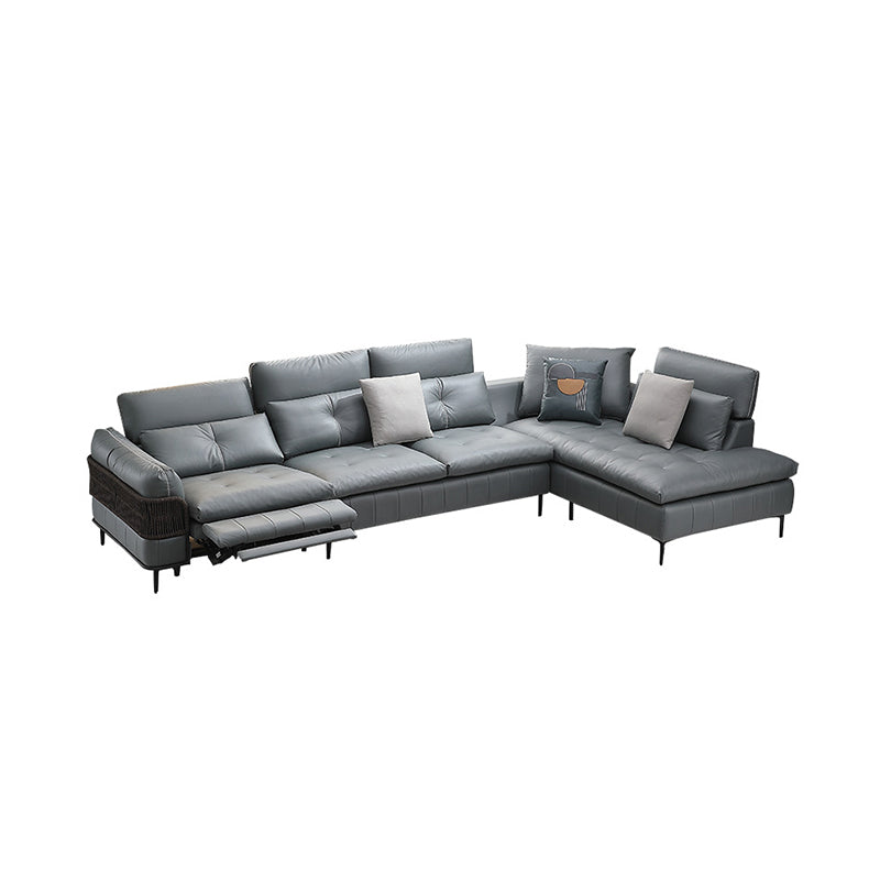 76" Wide Industrial Sectional Sofa Leather Sleeper Sectional
