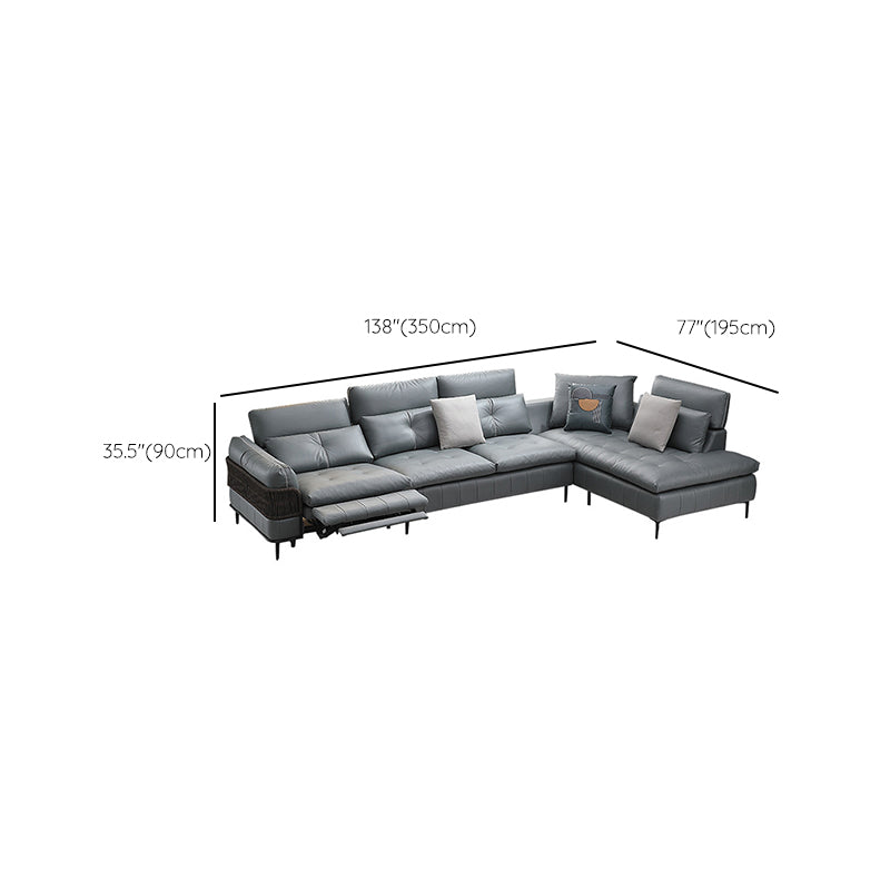 76" Wide Industrial Sectional Sofa Leather Sleeper Sectional