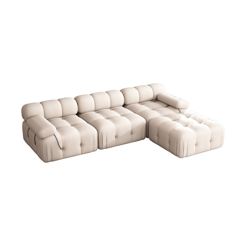35" Wide Scandinavian Sectional Sofa White Fabric Sleeper Sectional