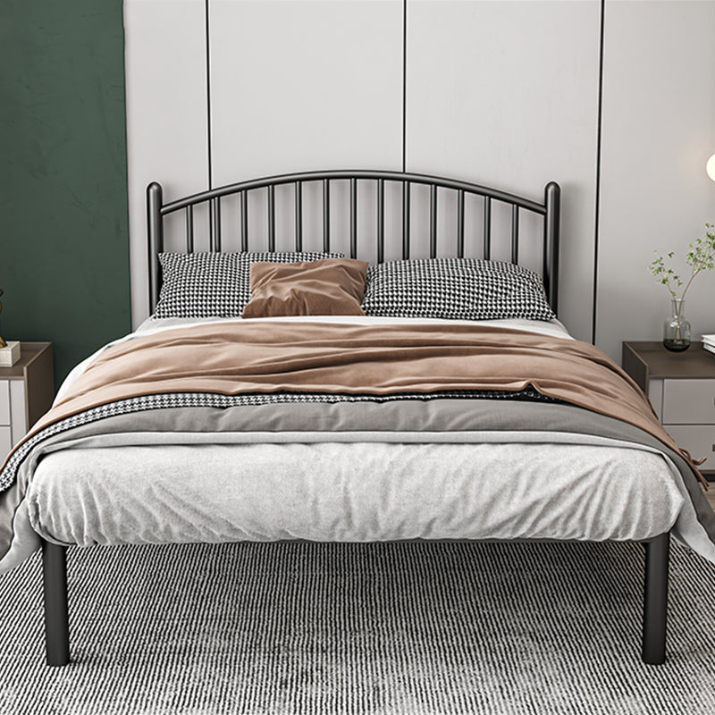 Metal Glam Slat Bed with Headboard Standard Bed with Metal Legs