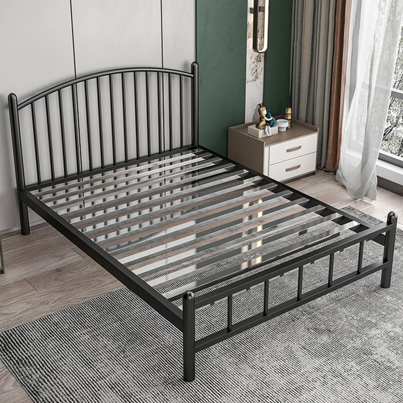 Metal Glam Slat Bed with Headboard Standard Bed with Metal Legs