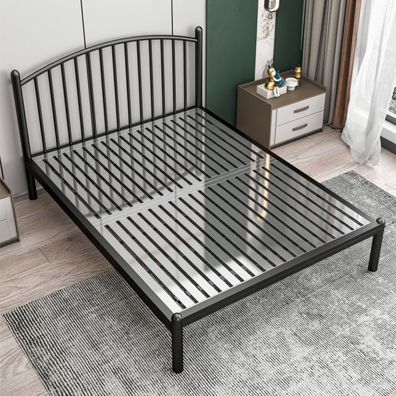 Metal Glam Slat Bed with Headboard Standard Bed with Metal Legs