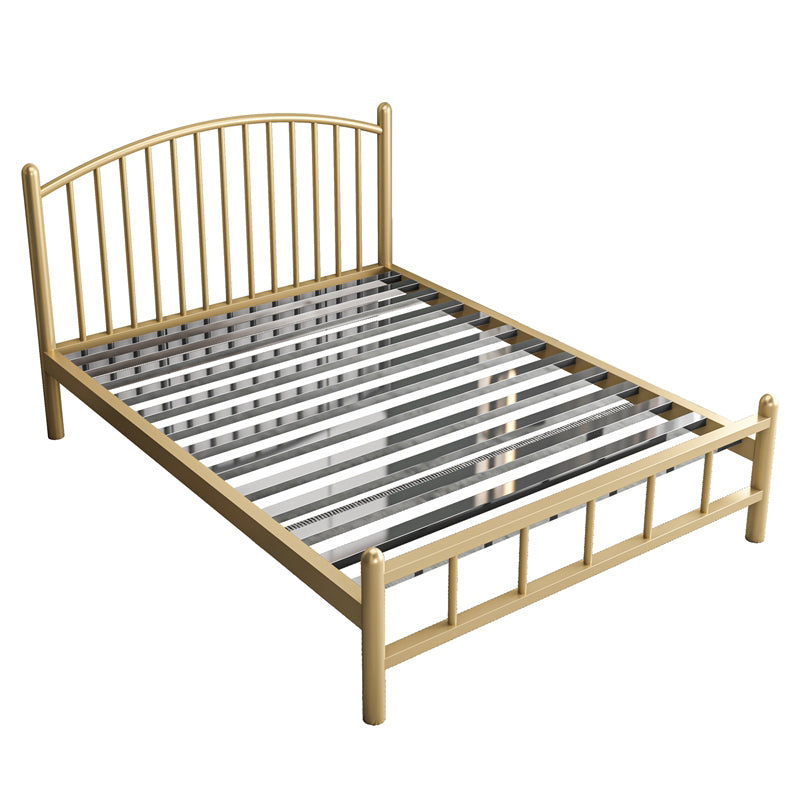 Metal Glam Slat Bed with Headboard Standard Bed with Metal Legs