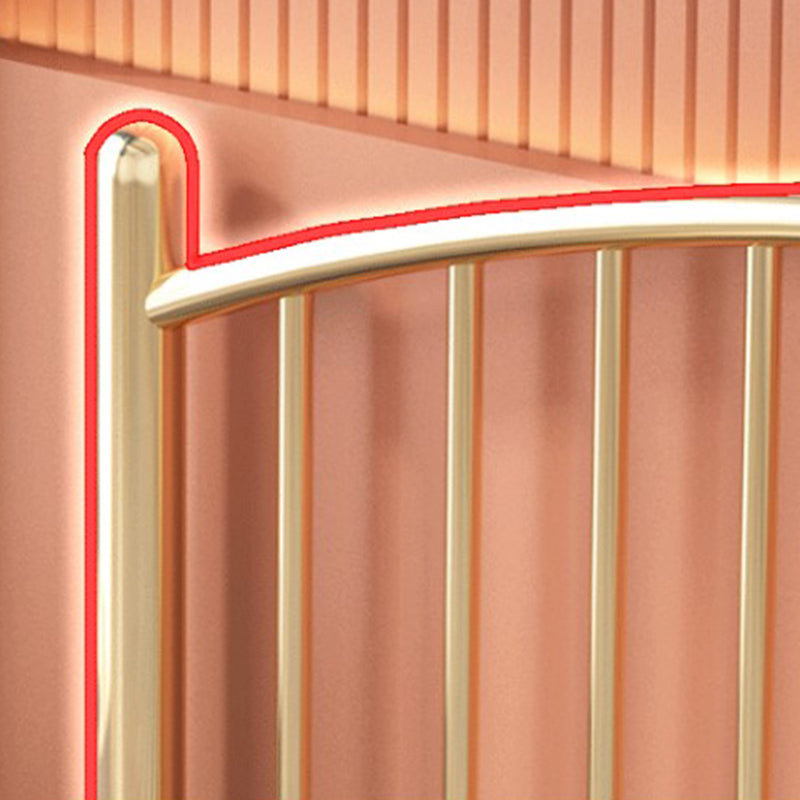 Metal Glam Slat Bed with Headboard Standard Bed with Metal Legs