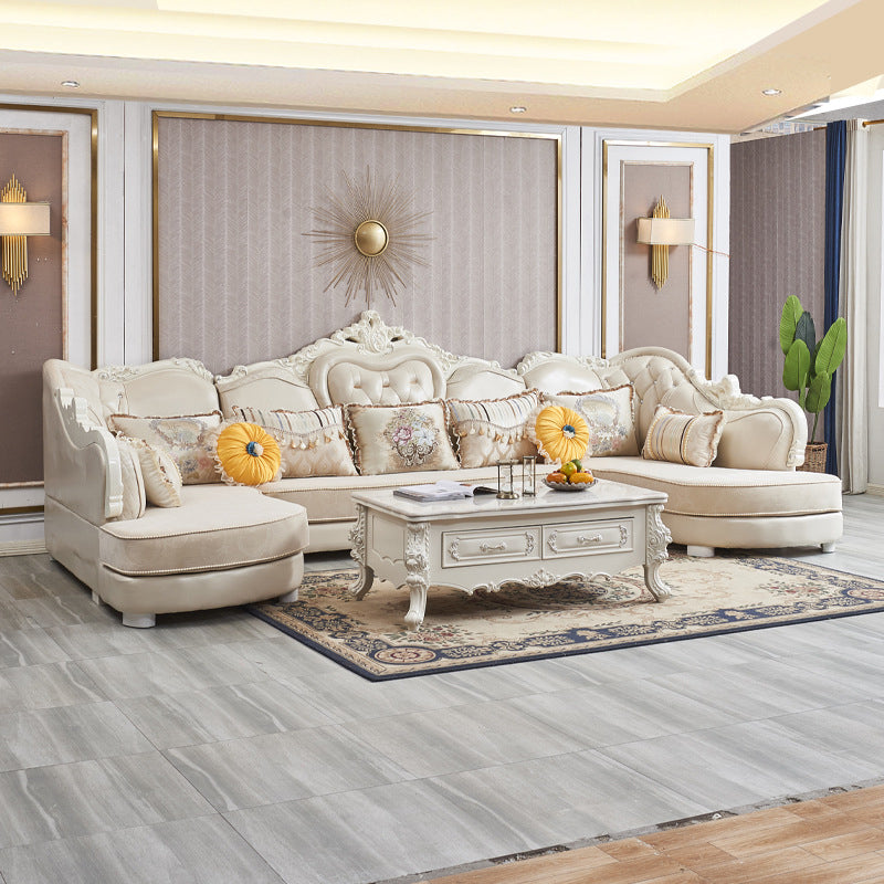 78" Wide French Country Sectional Sofa Leather Sleeper Sectional