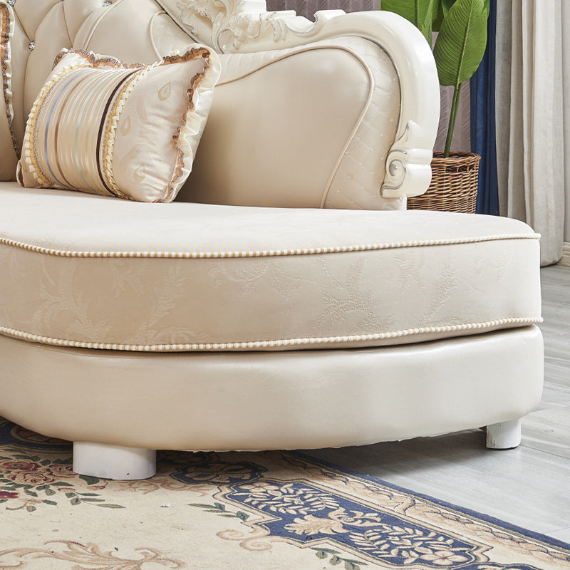 78" Wide French Country Sectional Sofa Leather Sleeper Sectional