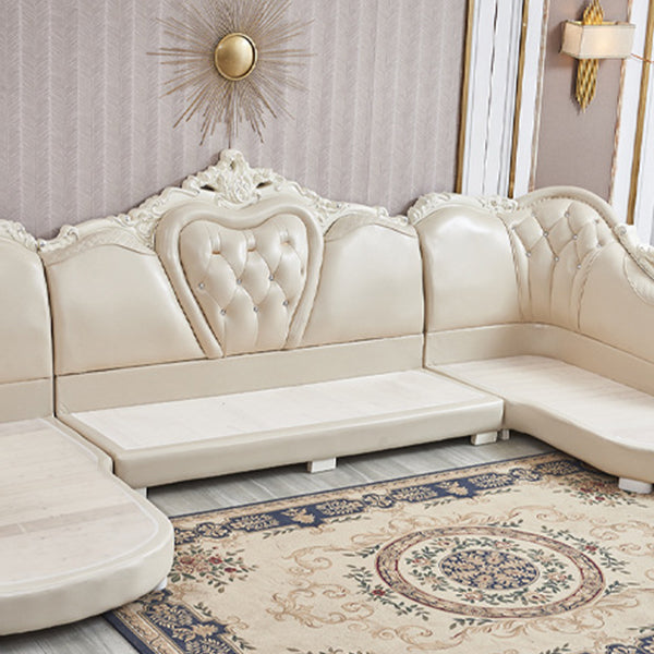 78" Wide French Country Sectional Sofa Leather Sleeper Sectional