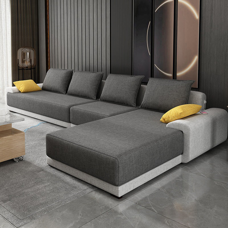 Contemporary Style Seating Pillows Recessed Arm Living Room Stationary Sofa