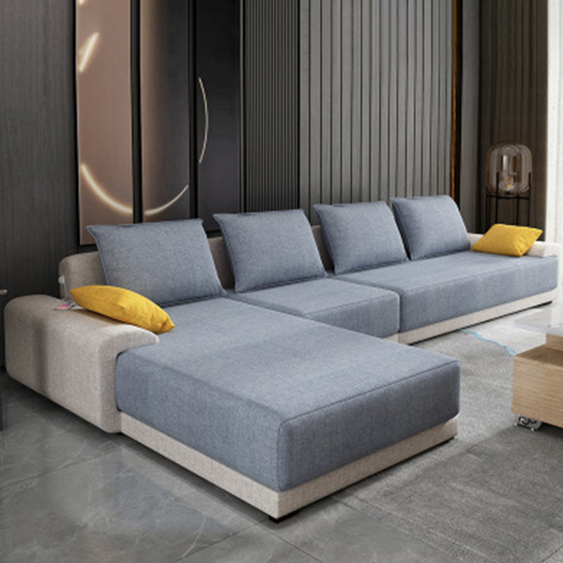 Contemporary Style Seating Pillows Recessed Arm Living Room Stationary Sofa