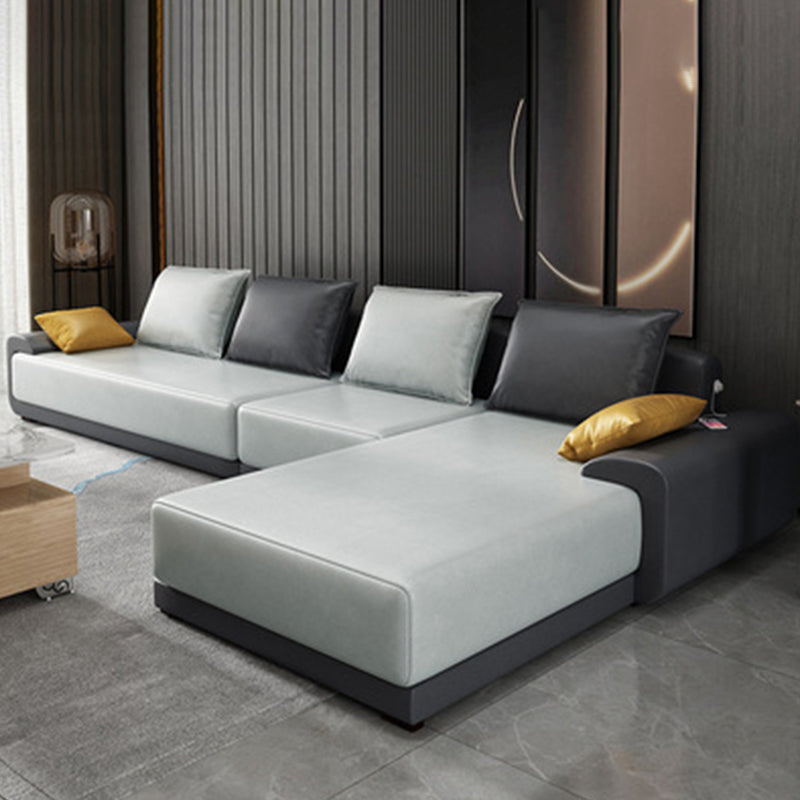 Contemporary Style Seating Pillows Recessed Arm Living Room Stationary Sofa