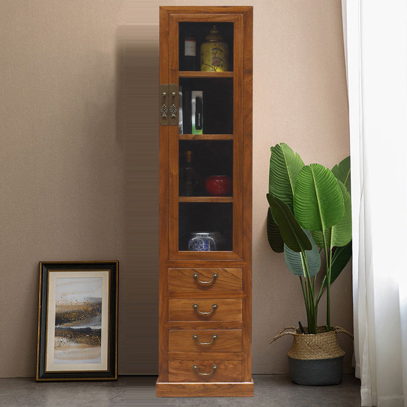 74.8" Tall 4 -drawer Accent Cabinet Solid Wood Glass Paned Chest