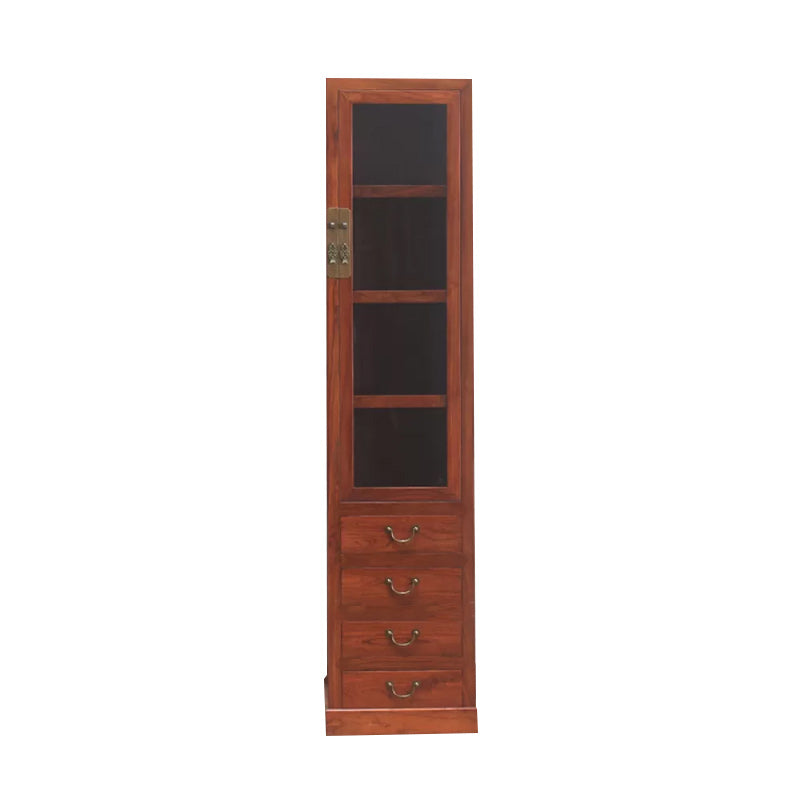 74.8" Tall 4 -drawer Accent Cabinet Solid Wood Glass Paned Chest