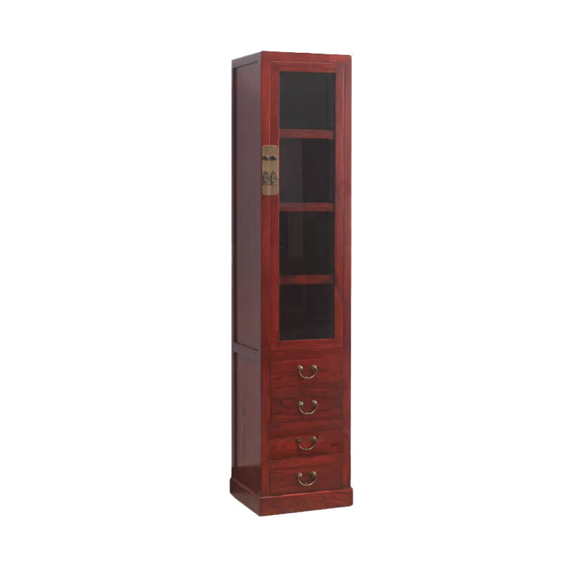 74.8" Tall 4 -drawer Accent Cabinet Solid Wood Glass Paned Chest