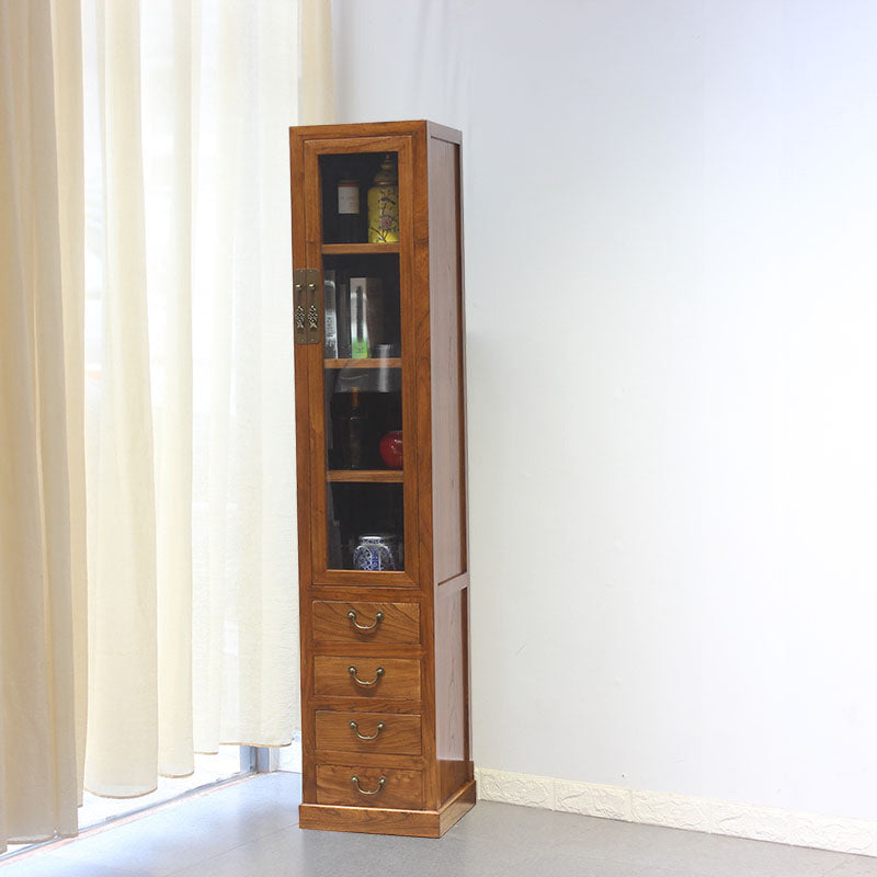 74.8" Tall 4 -drawer Accent Cabinet Solid Wood Glass Paned Chest