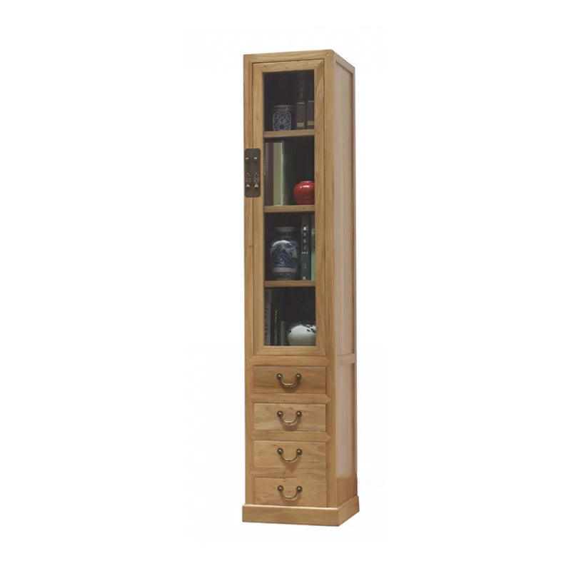 74.8" Tall 4 -drawer Accent Cabinet Solid Wood Glass Paned Chest