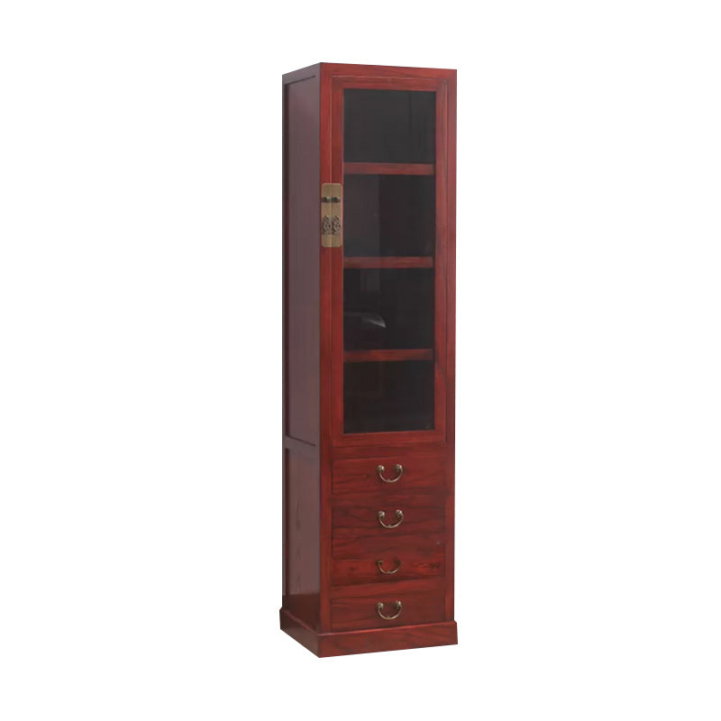 74.8" Tall 4 -drawer Accent Cabinet Solid Wood Glass Paned Chest