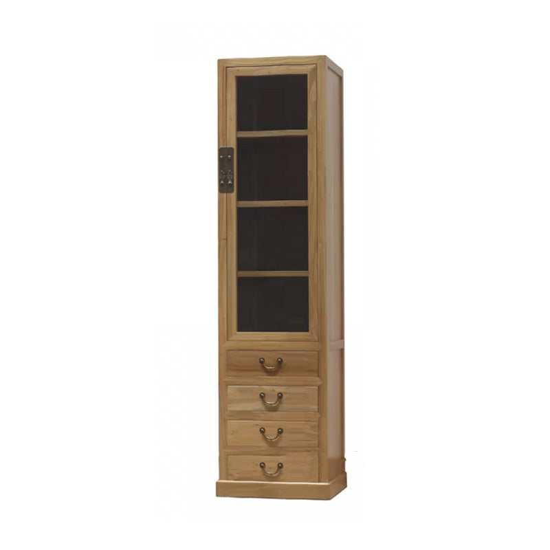 74.8" Tall 4 -drawer Accent Cabinet Solid Wood Glass Paned Chest