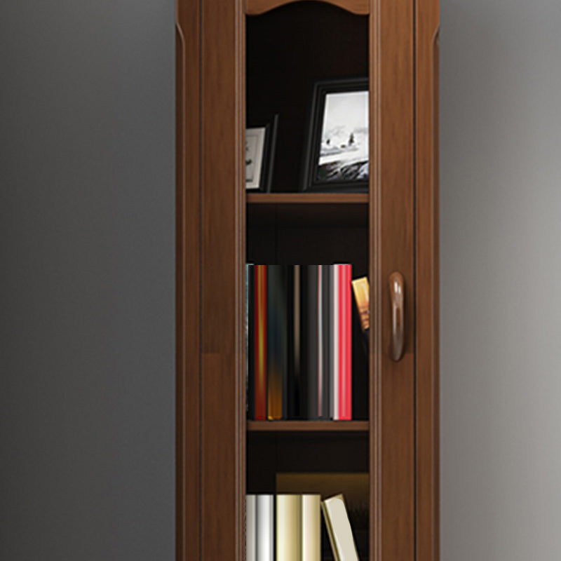76.8" Tall Solid Wood Accent Cabinet Glass Paned 2 Doors Storage Cabinet