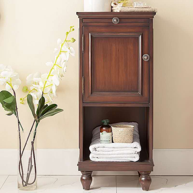 15.7" W 1 - Door Accent Cabinet in Rubberwood with Open Storage