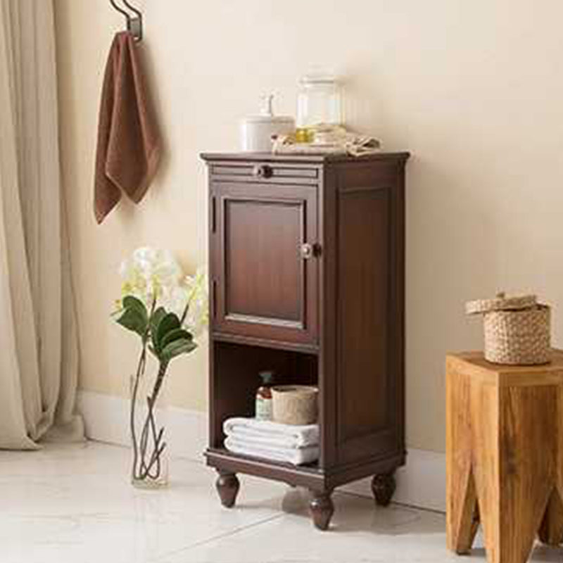 15.7" W 1 - Door Accent Cabinet in Rubberwood with Open Storage