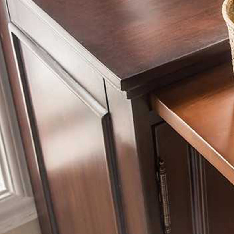 15.7" W 1 - Door Accent Cabinet in Rubberwood with Open Storage