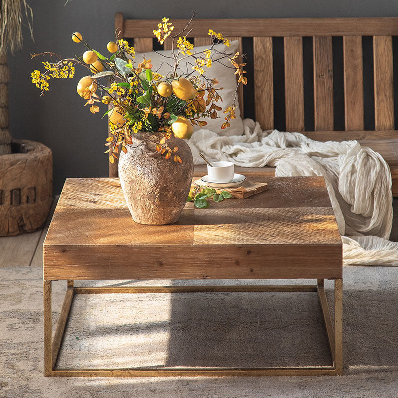 Contemporary Wooden Distressed Cocktail Table Light Wood Coffee Table