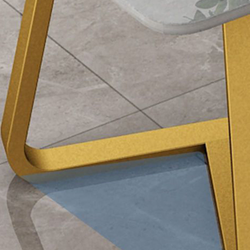 Glam Slate Coffee Table Rectangle Coffee Cocktail Table with Cross Legs