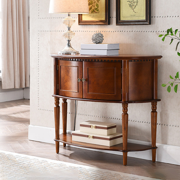 Victorian Wood Accent Table Half Moon Console Sofa Table for Hall