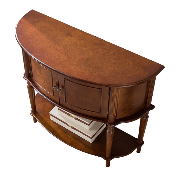 Victorian Wood Accent Table Half Moon Console Sofa Table for Hall
