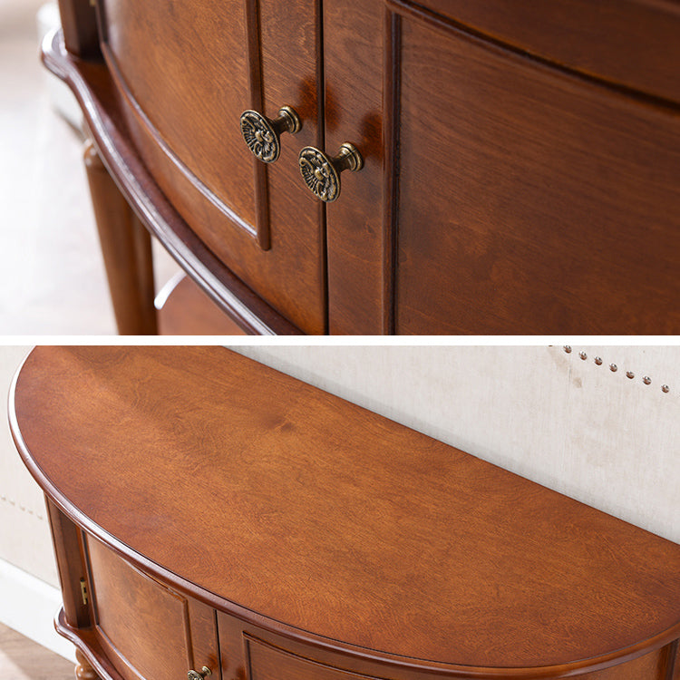 Victorian Wood Accent Table Half Moon Console Sofa Table for Hall