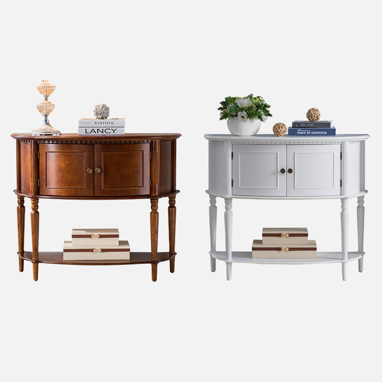 Victorian Wood Accent Table Half Moon Console Sofa Table for Hall