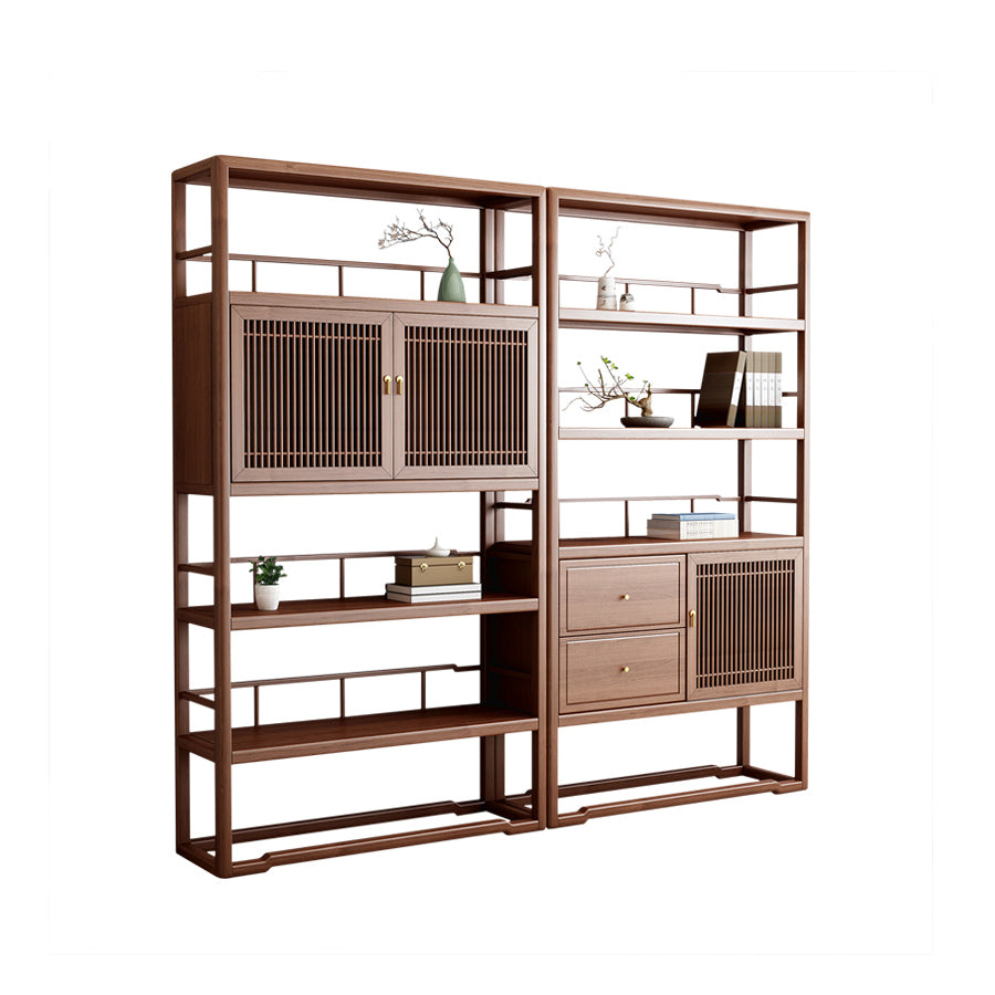 Standard Open Back Bookshelf Wooden Contemporary Bookcase with Doors