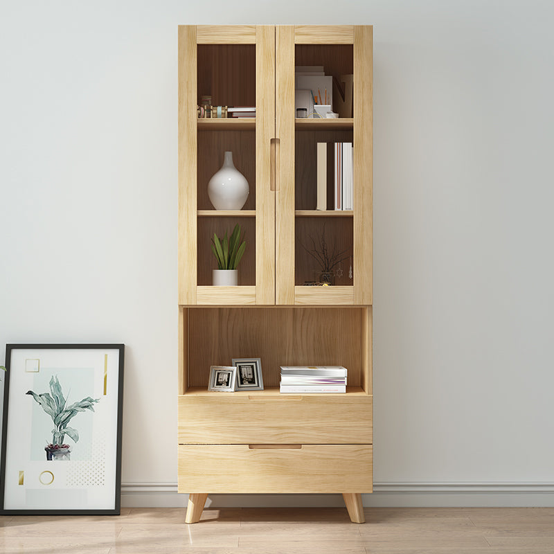 Wooden Natural Standard Bookcase Contemporary Closed Back Bookshelf