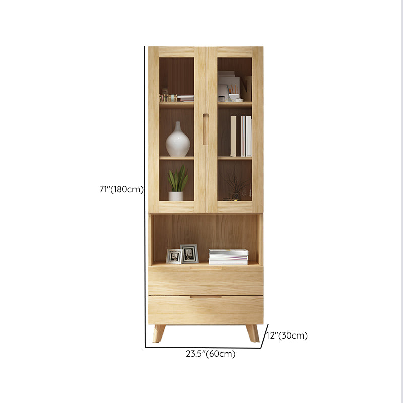 Wooden Natural Standard Bookcase Contemporary Closed Back Bookshelf