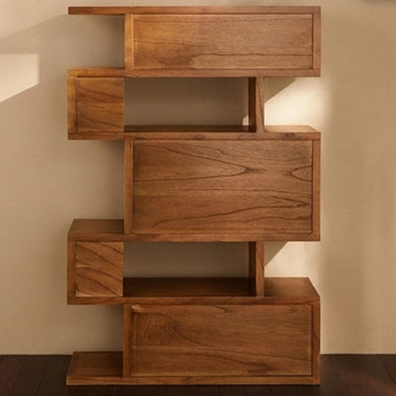 Wooden Closed Back Bookcase Standard Scandinavian Bookshelf with Shelves