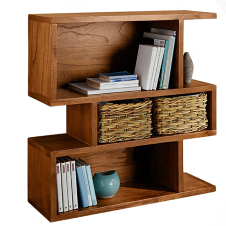 Wooden Closed Back Bookcase Standard Scandinavian Bookshelf with Shelves